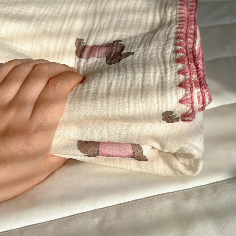 Cotton Cartoon Travel Blanket