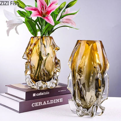 Decorbites™ Bernsteinglas-Vase für moderne Wohnraumausstattung & Blumenarrangements
