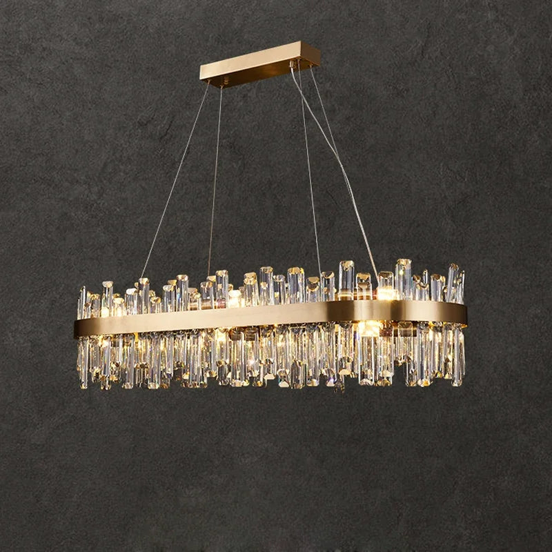 DecorBites™ Crystal LED Oval Chandelier for Dining Room Lighting