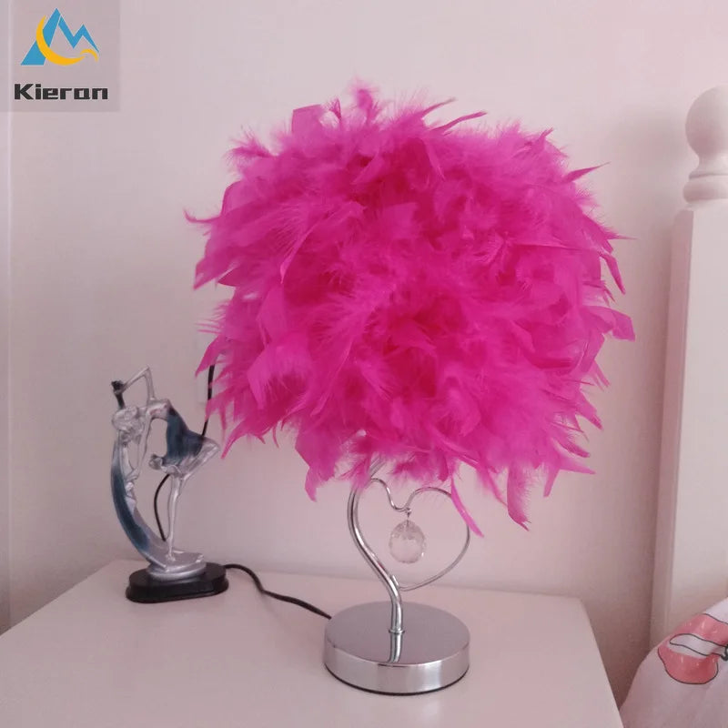 DecorBites™ Crystal Feather LED Table Lamp for Bedroom, Study, & Living Room