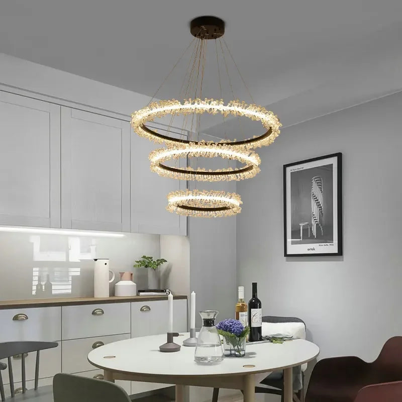 Gold Crystal Ring Chandelier Dia90cm Living Room