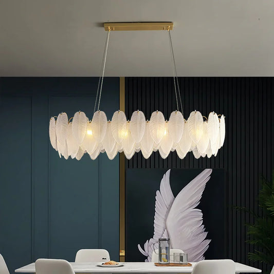 Decorbites™ Goldene Feder-Lüster LED-Hängeleuchte für die Hausdekoration