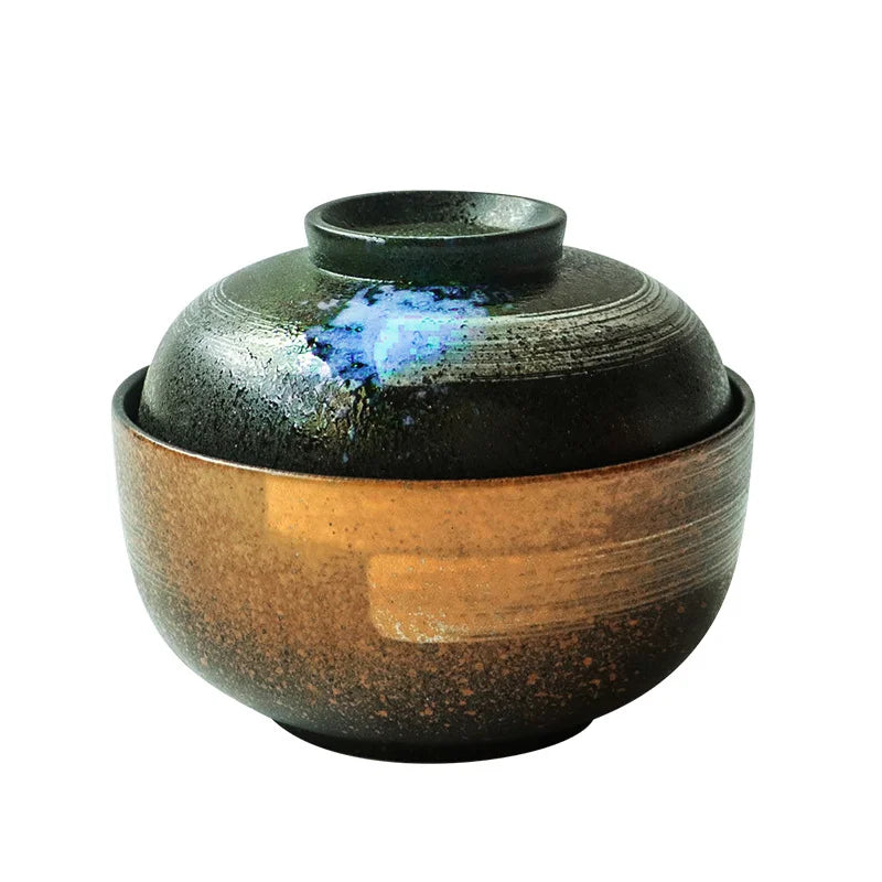 Decorbites™ Japanisches Keramik-Ramen-Bowl-Set – Nudelsuppe- & Reisbowl mit Deckel