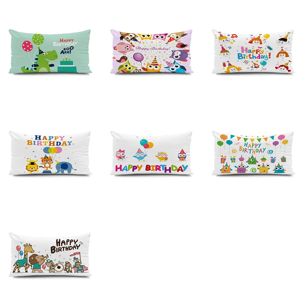 Decorbites™ Dinosaurier-Tier Fröhliches Geburtstags-Kissenbezug - Kinder-Heimdekoration - Kurzer Samt
