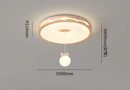 DecorBites™ Cream Wind Walnut Round Master Bedroom Lamp Warm Retro Hanging Ball Ceiling