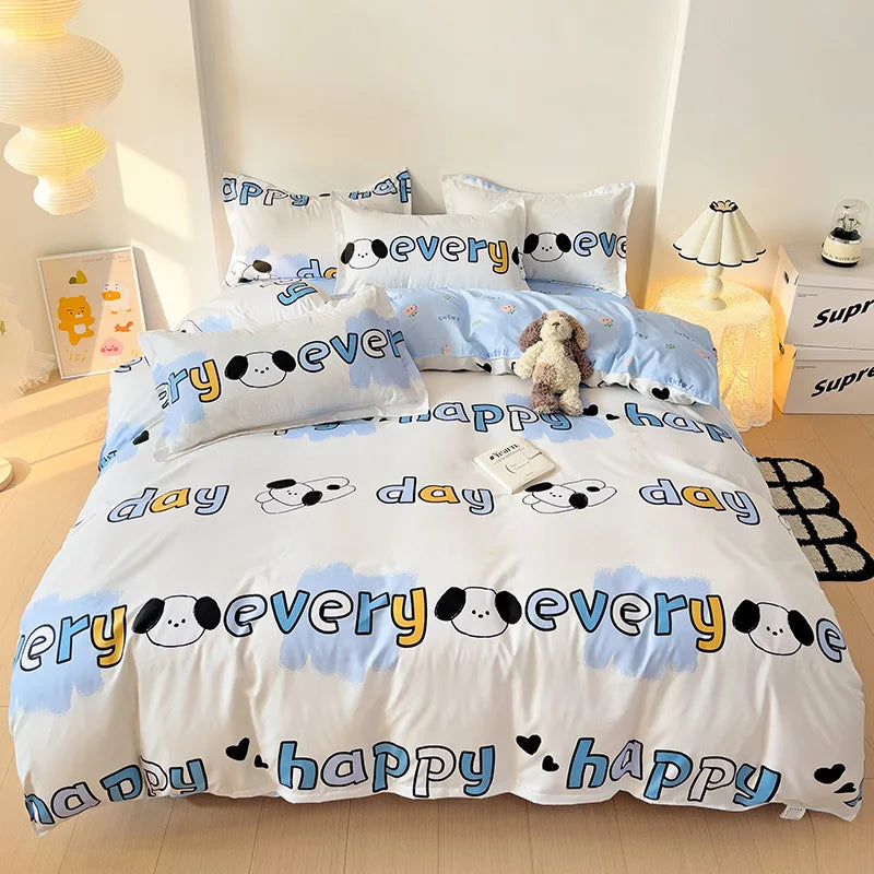 Decorbites™ Brief mit fröhlichem Hündchen-Druck für Bettwäsche-Set für Einzel- und Doppelbett, 3/4 Teile