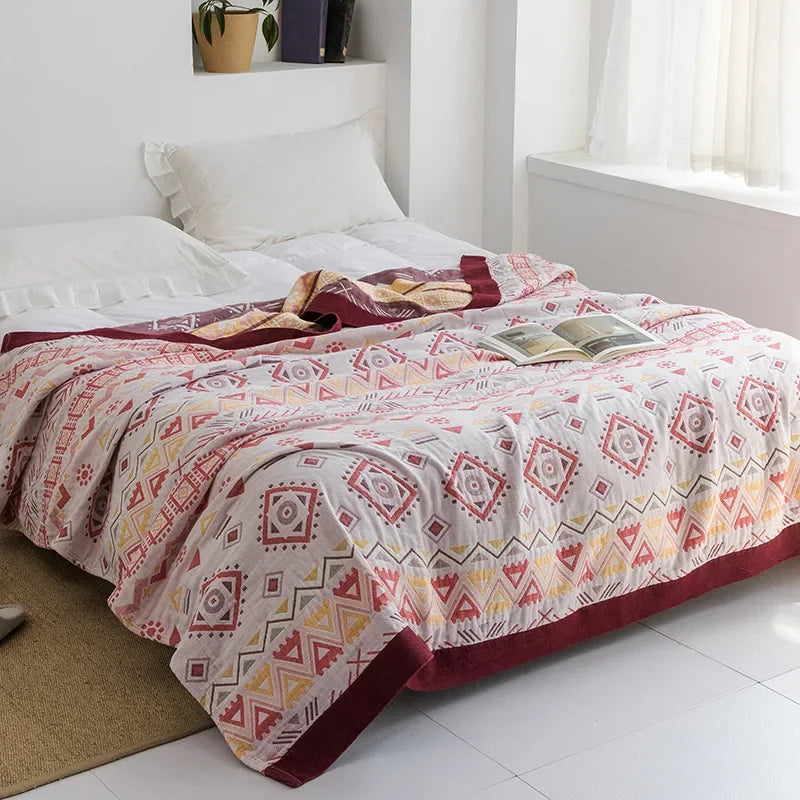 Decorbites™ Baumwoll-Gaze-Handtuch-Wurfdecke - Weiche und gemütliche Bettdecke für alle Jahreszeiten