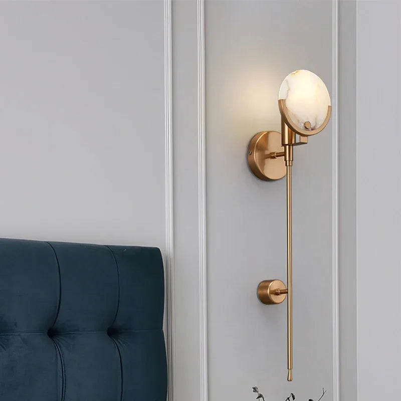 DecorBites™ Gold Marble Copper Wall Lamp Modern Minimalist Bedside LED Light