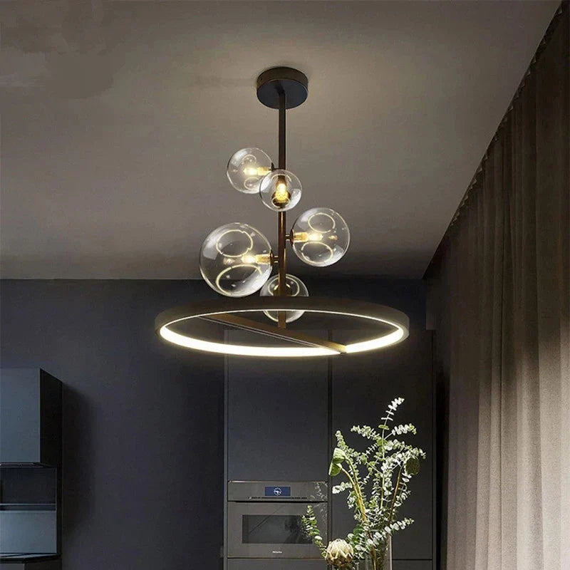 Decorbites™ Glasball-LED-Kronleuchter: Moderne lange Pendelleuchte für Wohnzimmer und Geschäft