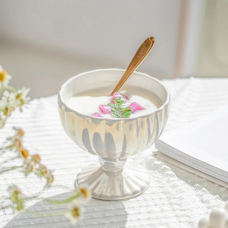 DecorBites™ Gradient Gloss Ceramic Dessert Bowl Goblet Jewelry Tray Decor Snack Storage Container