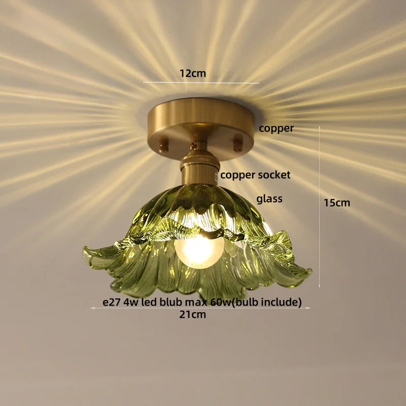 DecorBites™ Glass LED Ceiling Light for Living Room, Modern Copper Canopy, Nordic Style Fixtures
