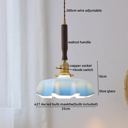 DecorBites™ LED Walnut Copper Pendant Light with Knob Switch - Modern Style Lighting Fixtures