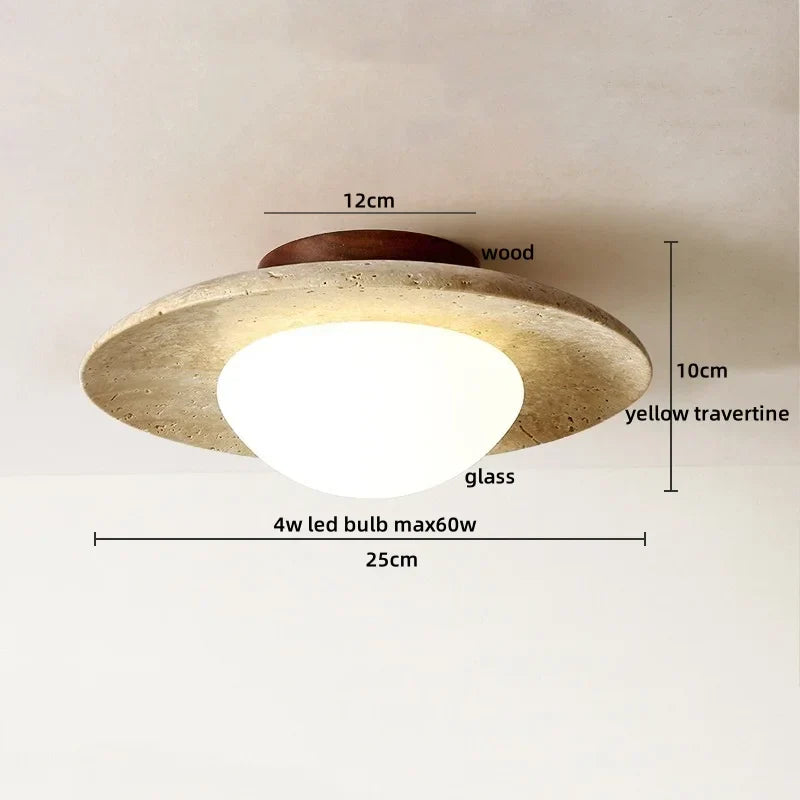 DecorBites™ LED Ceiling Light with Wood Base and White Glass Shade