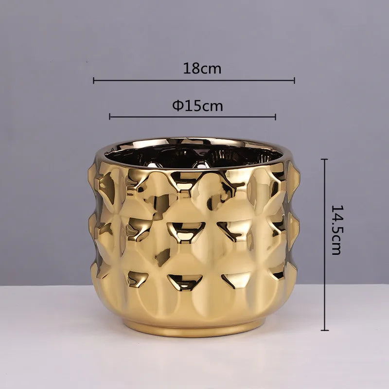 Gold Geometric Ceramic Vase