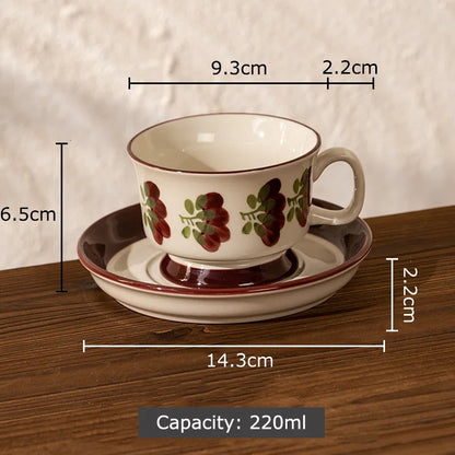Decorbites™ Blumenmuster Keramik-Tasse- und Untertassenservice Vergoldeter Kaffee-Tee-Becher Saftbehälter