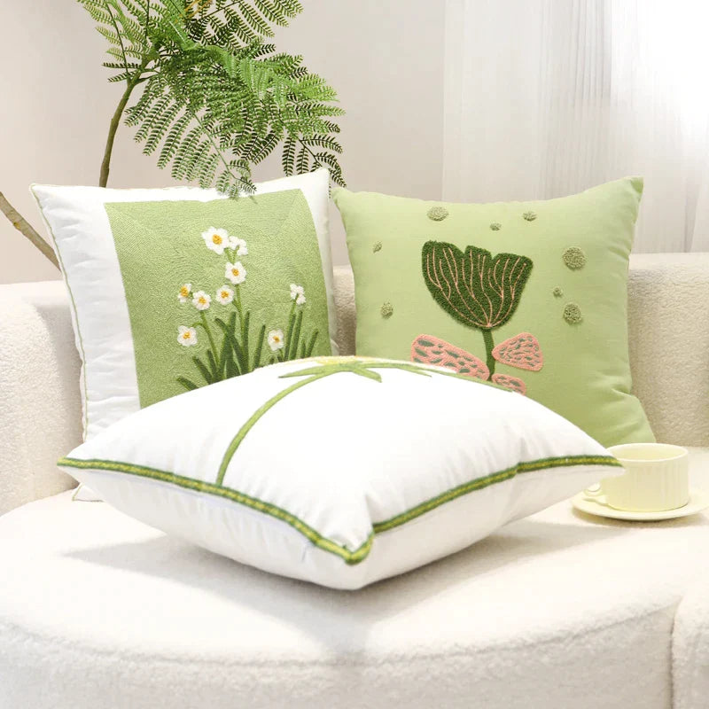 Green Cotton Cushion Cover