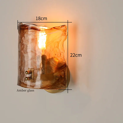 Decorbites™ Japanische Bernstein-Glas-LED-Wandleuchte Kupfer Vintage-Design