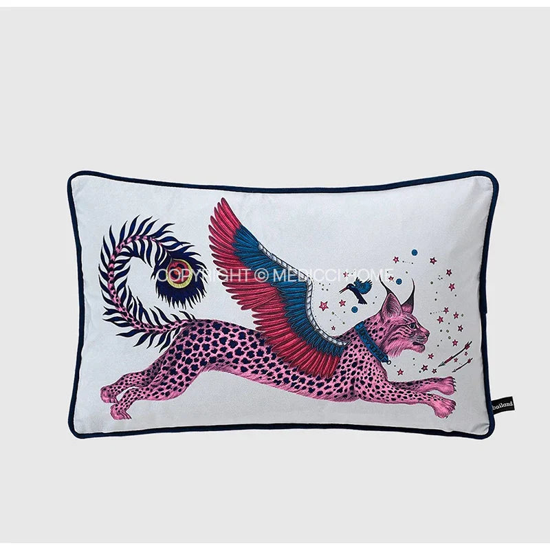 Decorbites™ Korallen-Luchs Samt Kissenbezug: Luxuriöses Mystisches Tierenthema für das Sofa