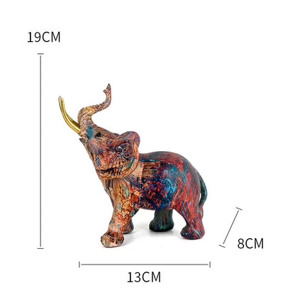 Decorbites™ Elefanten-Skulptur: Nordische Malerei Graffiti Harz-Kunstfigur & Heimdekoration Handwerk