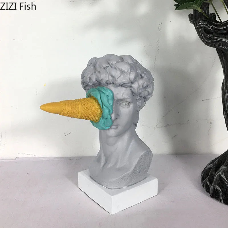 DecorBites™ Ice Cream David Statue Myth Character Resin Ornament Desk Sculpture Home Decor
