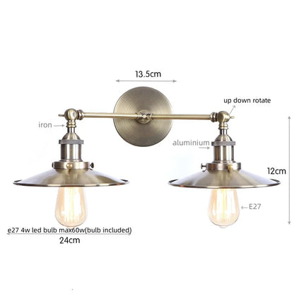 DecorBites™ Industrial Retro LED Wall Lamp with Two Heads and Pull Chain Switch
