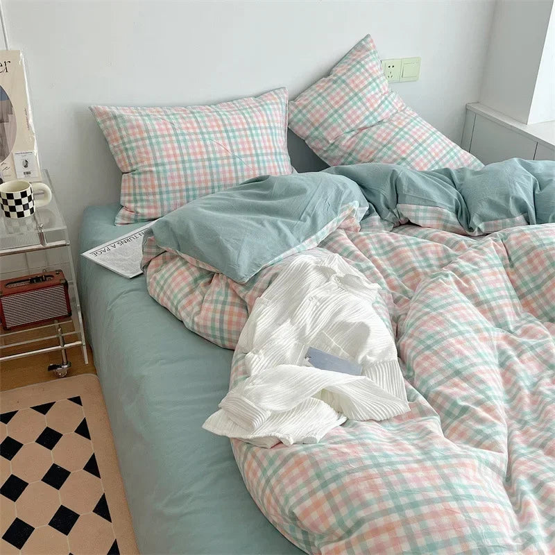 Decorbites™ Japanischer Stil Baumwollbedrucktes 4-teiliges Bettwäsche-Set mit beidseitigem Design