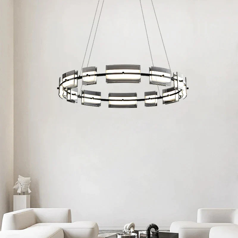 DecorBites™ Glass Restaurant Chandelier, High-End All Copper Lighting Fixture