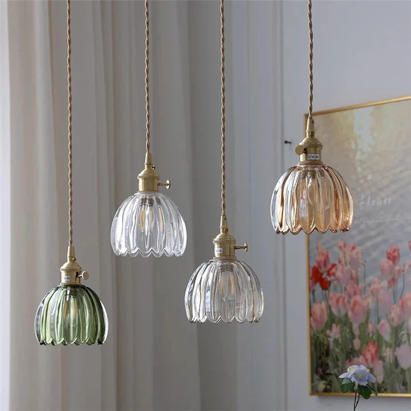 Vintage Champagne Glass Pendant Light With Iron Finish