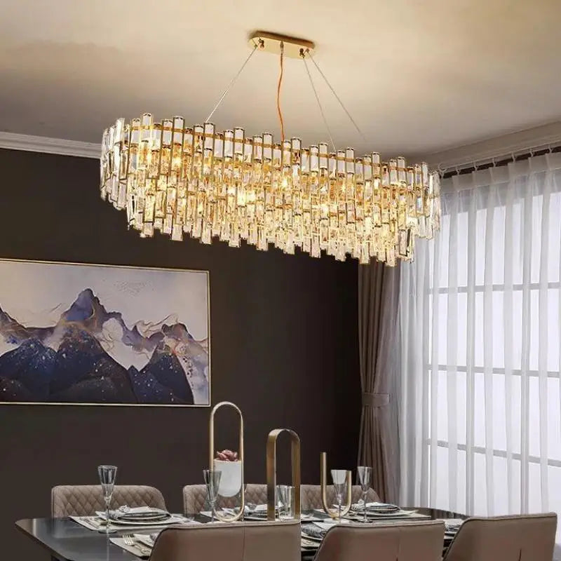 Decorbites™ Gold-Stahl-Kristall-Hängeleuchter - Luxuriöse LED-Hängeleuchte für Esszimmer