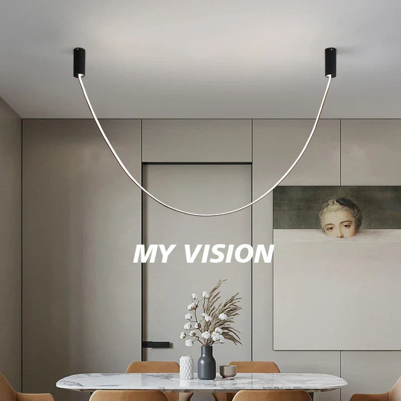 Decorbites™ Leder Leuchtende Linien Kronleuchter | Moderner Minimalistischer Duplex Esszimmer Büro Kunst Luxus Lampe