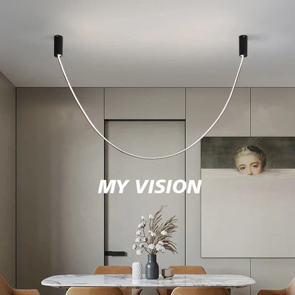Decorbites™ Leder Leuchtende Linien Kronleuchter | Moderner Minimalistischer Duplex Esszimmer Büro Kunst Luxus Lampe