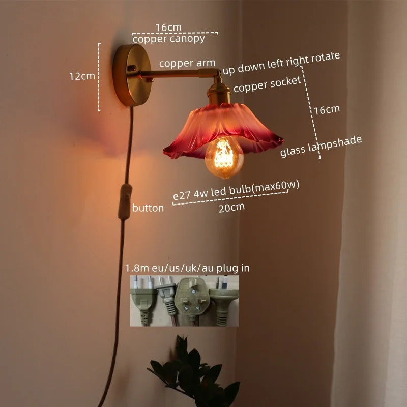 Decorbites™ Japanischer Stil LED-Glas-Kupfer-Wandleuchte für Restaurant, Bar, Schlafzimmer, Badezimmer