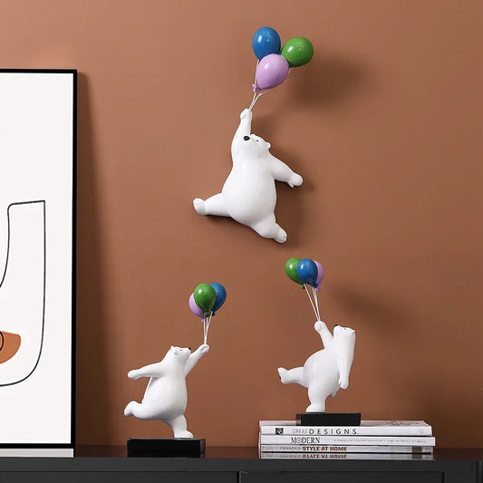 Decorbites™ Fliegende Bären-Figurinen Ballon-Polarbären Harz-Dekoration Modernes Geschenk für Jungen/Kinder