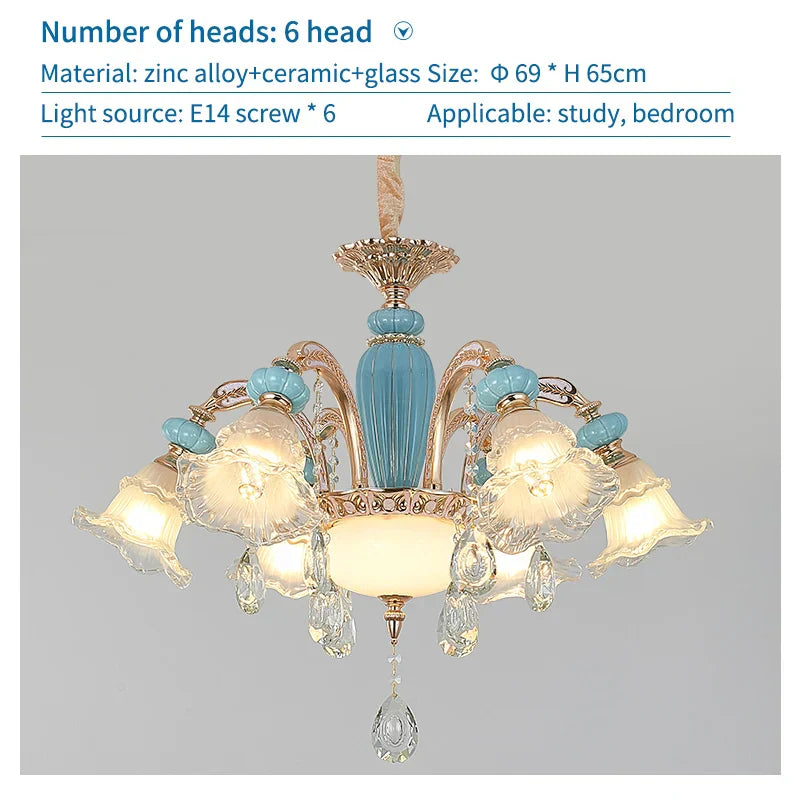 DecorBites™ Duplex Ceramic Crystal Pendant Lamp for Modern European Style Living Room