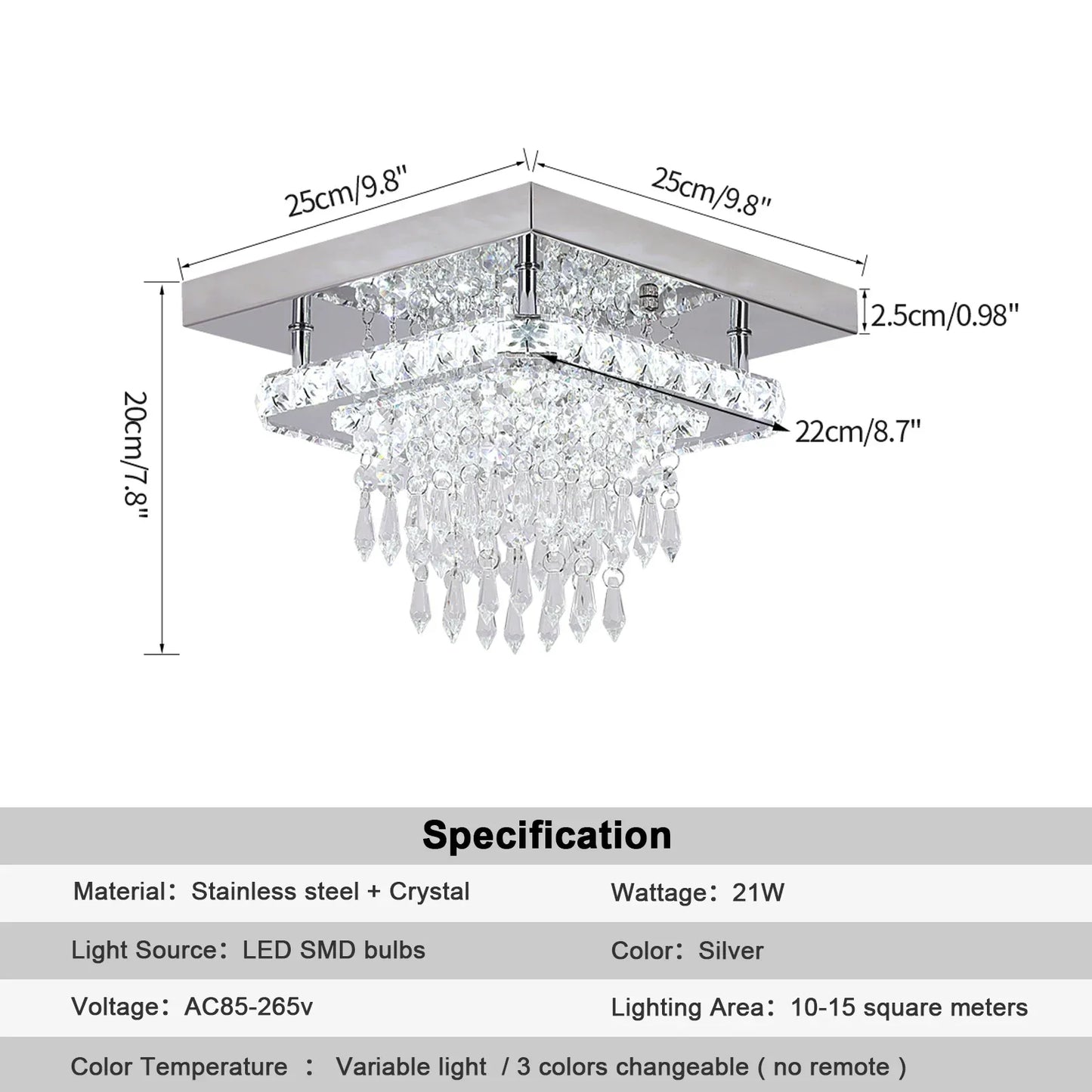 DecorBites™ Crystal LED Pendant Chandelier for Dining Living Room Decor