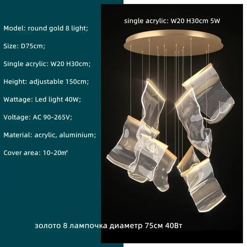 Decorbites™ Acryl-Blätter-Kronleuchter LED-Leuchte dimmbar Luxus-Pendant für die Hausdekoration
