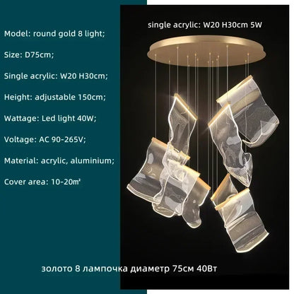 Decorbites™ Acryl-Blätter-Kronleuchter LED-Leuchte dimmbar Luxus-Pendant für die Hausdekoration