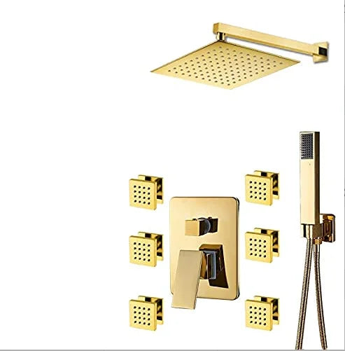 Gold Rainfall Shower Faucet With Digital Display