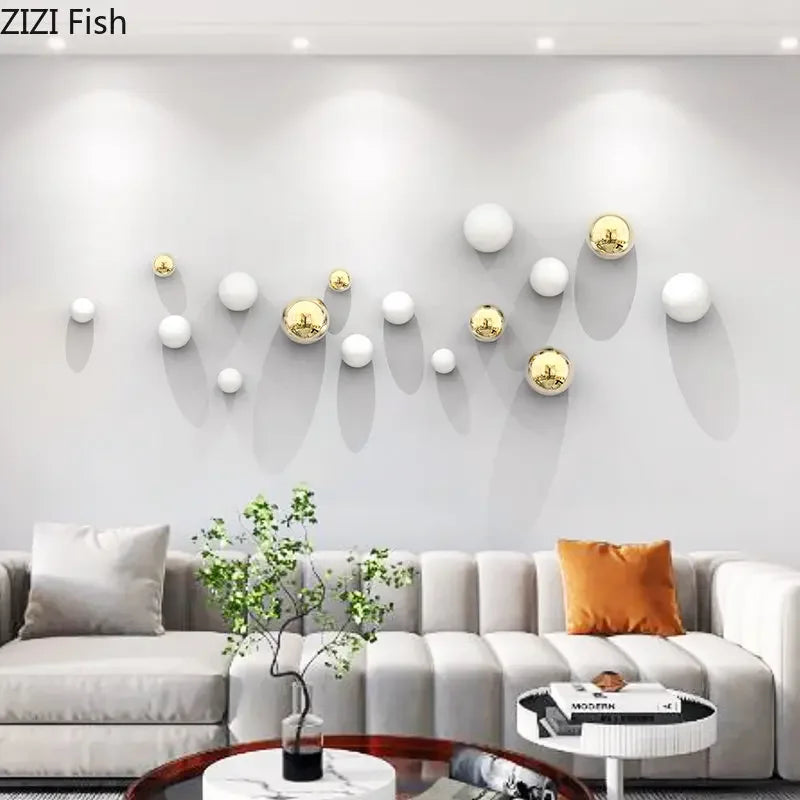 Decorbites™ Goldene Ball-Wanddekoration Ornamente Raumästhetik Wohnraum-Hintergrund-Display