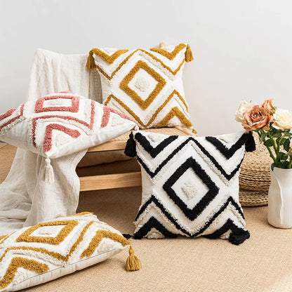 Decorbites™ Geometrische Stickerei Boho Kissenbezug Sofadecoration Dekoratives Kissenhülle Leinen Baumwolle