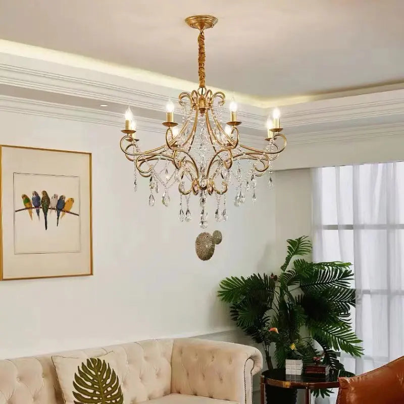 DecorBites™ Iron Crystal Chandelier: Modern Industrial Luxury for Home Lighting