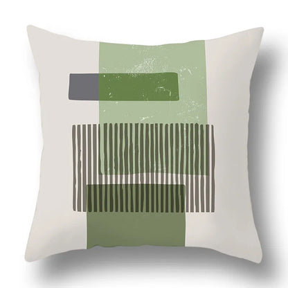 DecorBites™ Green Plants Geometric Print Pillow Cover - Home Sofa Cushion Cover