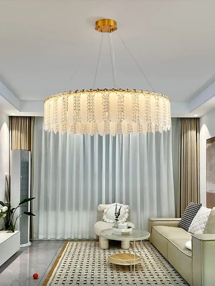 Decorbites™ Französische Creme-Wind-Kristall-Leuchter 2024 - Moderne & Romantische Beleuchtung für Wohnzimmer, Schlafzimmer, Esszimmer