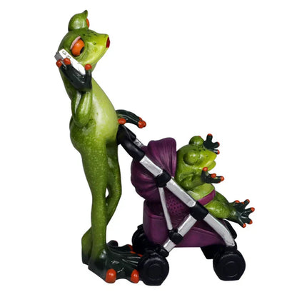 DecorBites™ Frog Family Statue Set Home Decor Cute Animal Figurine Living Room Bedroom Desktop Accessory