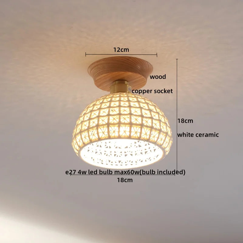 DecorBites™ Copper Wood LED Ceiling Lamp Ceramic Modern Ceiling Lights for Home Decor