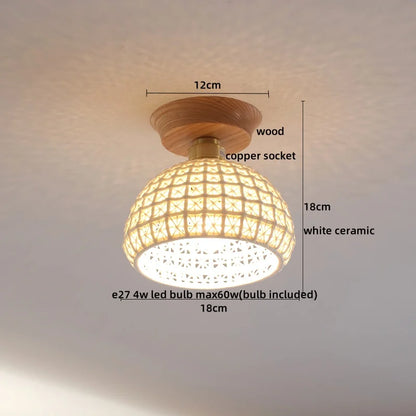 DecorBites™ Copper Wood LED Ceiling Lamp Ceramic Modern Ceiling Lights for Home Decor