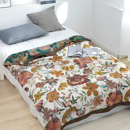 DecorBites™ Cotton Summer Throw Blanket – Breathable & Soft Nordic Quilt