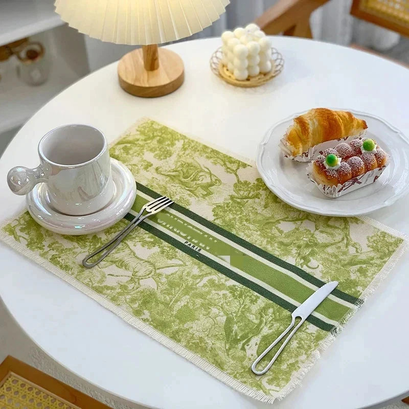 Decorbites™ Baumwoll-Leinen-Platzset - Tischdecken-Polster für Küchen-Essbereich
