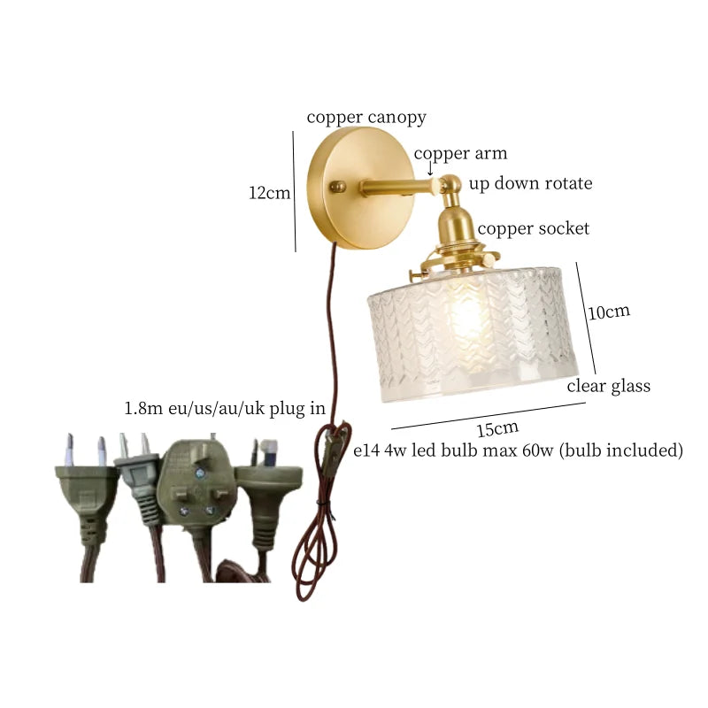 Decorbites™ Bell Glass LED Wandlampe für Wohnzimmer, Badezimmer, Treppenbeleuchtung – Japanischer Vintage-Stil