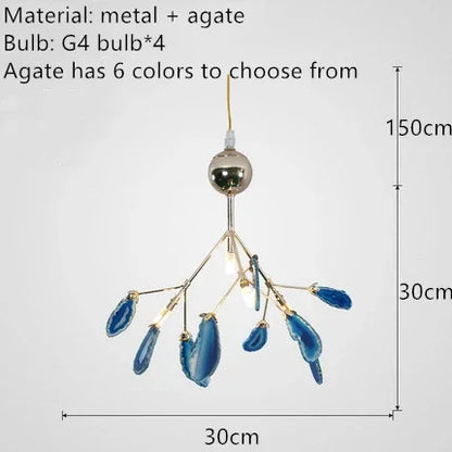 Decorbites™ Bunte Achat-LED-Kronleuchter: Blattförmige Pendelleuchte für romantisches Raumdekoration